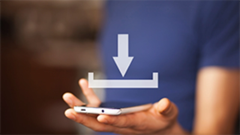 Bild Hand mit Downloadzeichen