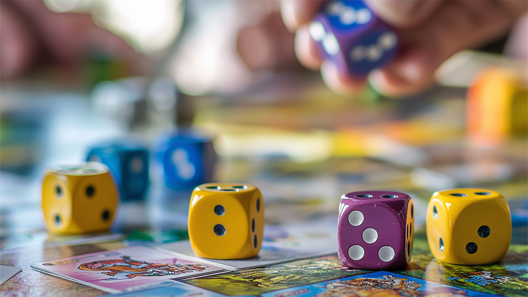 Spielbrett mit Würfel